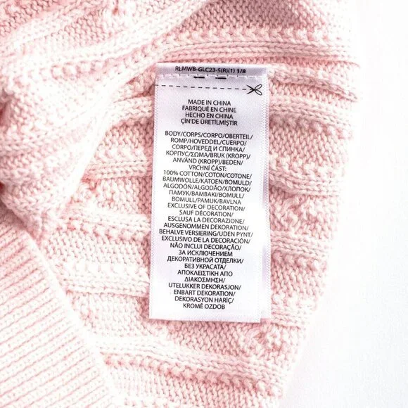 NEW Polo Ralph Lauren Girls Cable Knit Cotton Sweater Dress Pale Pink $75 M 8-10 - Picture 9 of 10